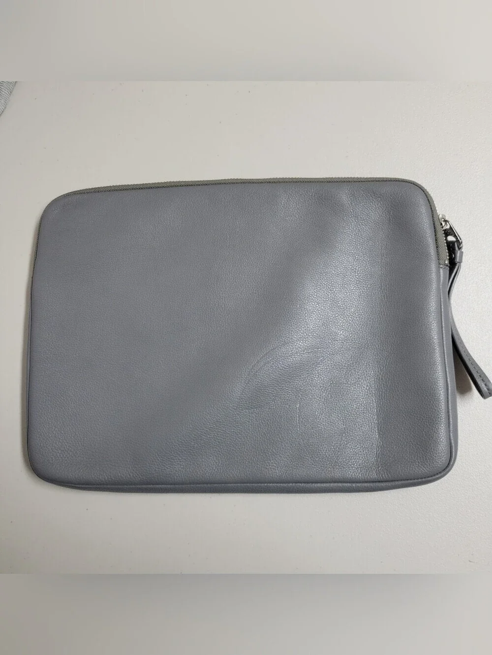 Marc By Marc Jacobs Light Gray Leather Laptop Case with Wrist Strap.
